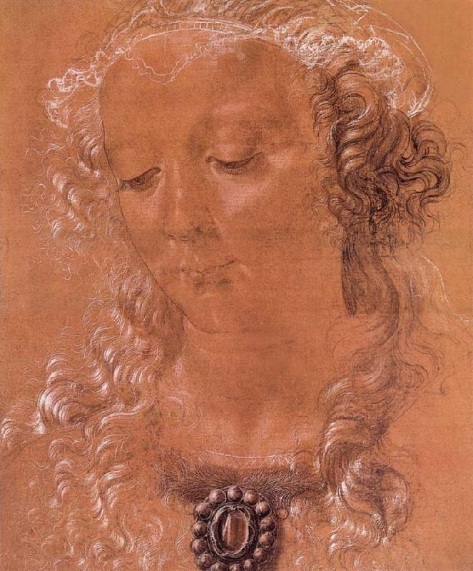 Andrea del Verrocchio Halfte second women head Germany oil painting art